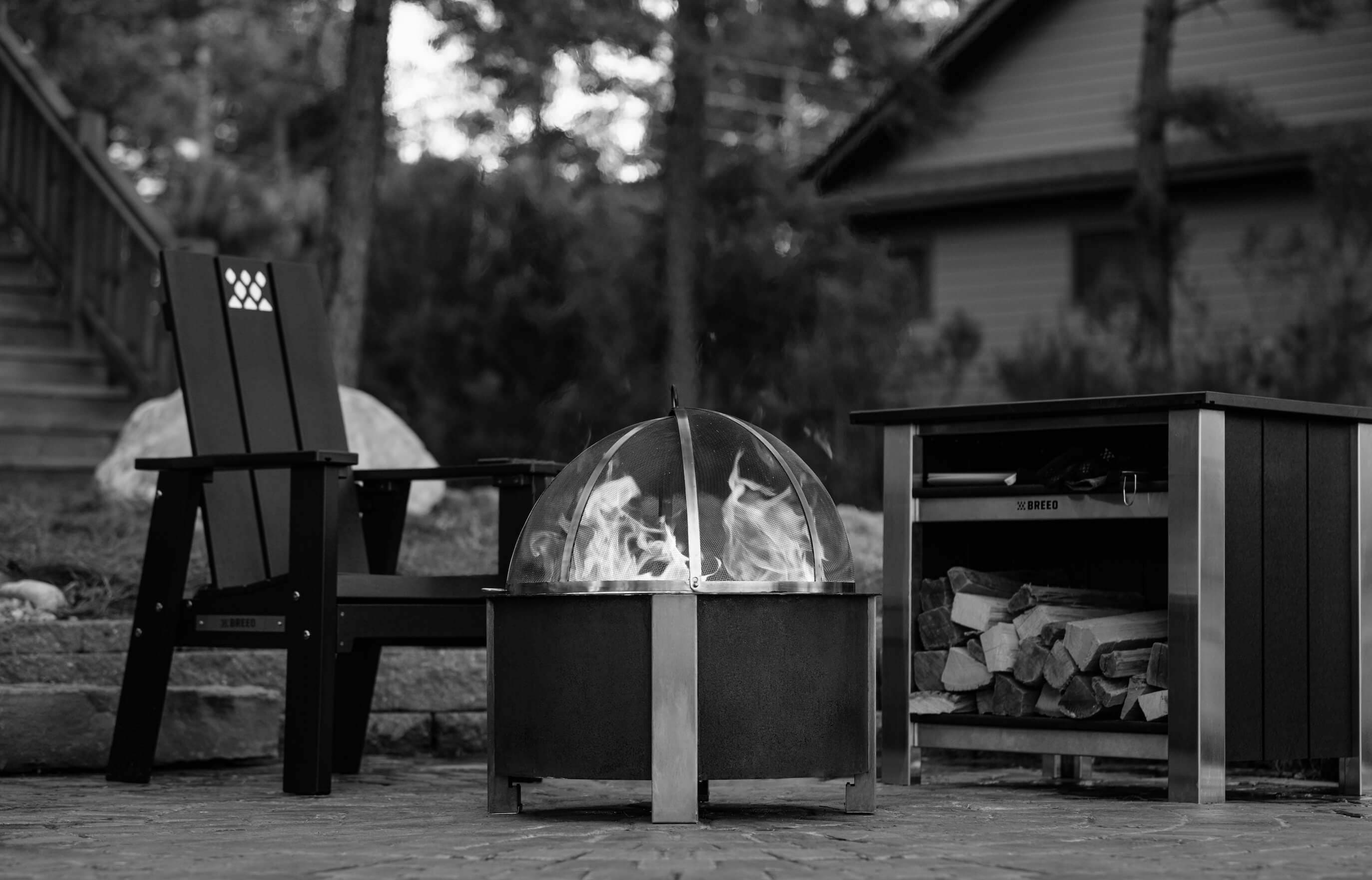 Family around Breeo Fire pit